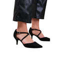 Black - Back - Where´s That From Womens-Ladies Kennedi Suede Crossover Strap Wide Kitten Heel Shoes