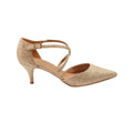 Gold - Front - Where´s That From Womens-Ladies Kennedi Glitter Crossover Strap Wide Kitten Heel Shoes