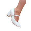 White - Side - Where´s That From Womens-Ladies Araceli Extra Extra Wide Block Heel Mary Janes