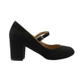 Black - Front - Where´s That From Womens-Ladies Araceli Suede Extra Extra Wide Block Heel Mary Janes