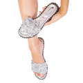 Silver - Side - Where´s That From Womens-Ladies Poppy Sparkle Diamante Wide Flat Sliders