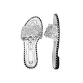 Silver - Back - Where´s That From Womens-Ladies Poppy Sparkle Diamante Wide Flat Sliders