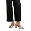 Silver - Front - Where´s That From Womens-Ladies Florence Ankle Strap Medium Block Heel High Heels