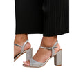 Silver - Back - Where´s That From Womens-Ladies Florence Ankle Strap Medium Block Heel High Heels