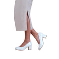 White - Back - Where´s That From Womens-Ladies Extra Wide Medium Block Heel Court Shoes