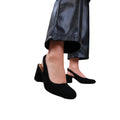 Black - Side - Where´s That From Womens-Ladies Edith Suede Sling Back Wide Block Heel Shoes