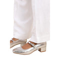 Silver - Side - Where´s That From Womens-Ladies Oslo Square Toe Wide Low Block Heel Court Shoes