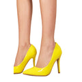 Yellow - Back - Where´s That From Womens-Ladies Leah Patent Faux Leather High Heel Pumps