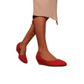 Red - Back - Where´s That From Womens-Ladies Kieran Suede Platform Low Wedge Court Shoes