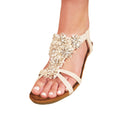 Nude - Back - Where´s That From Womens-Ladies Cevedo Diamante Flowers PU Low Wedge Sandals