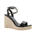 Black - Front - Where´s That From Womens-Ladies Texas Studded PU Crossover Strap Wedge