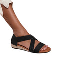 Black - Front - Where´s That From Womens-Ladies Hummingbird Suede Crossover Strap Wide Low Wedge Sandals