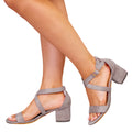 Light Grey - Front - Where´s That From Womens-Ladies Amber Strappy Suede Peep Toe Medium Block Heel Sandals