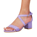 Lilac - Front - Where´s That From Womens-Ladies Amber Strappy Suede Peep Toe Medium Block Heel Sandals