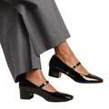 Black Patent - Back - Where´s That From Womens-Ladies Oslo Single Strap Square Toe Low Block Heel Court Shoes