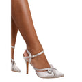 Silver - Back - Where´s That From Womens-Ladies Wyoming Bow Crossover Strap Stiletto Heel High Heels