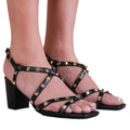 Black - Side - Where´s That From Womens-Ladies Intense Studded PU Block Heel Sandals