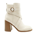 Cream - Front - Where´s That From Womens-Ladies Aislinn PU Buckle Detail Block Heel Ankle Boots