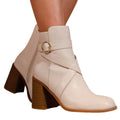 Cream - Back - Where´s That From Womens-Ladies Aislinn PU Buckle Detail Block Heel Ankle Boots