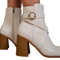 Cream - Side - Where´s That From Womens-Ladies Aislinn PU Buckle Detail Block Heel Ankle Boots