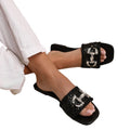 Black - Side - Where´s That From Womens-Ladies Align Jewel Flat Sandals