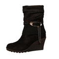 Black - Front - Where´s That From Womens-Ladies Bryony Suede Knitted Collar Wedge Ankle Boots