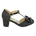 Black - Side - Where´s That From Girls Chava Bow Faux Leather Diamante Mid High Heel Sandals