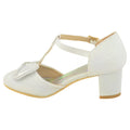 White - Back - Where´s That From Girls Chava Bow Faux Leather Diamante Mid High Heel Sandals