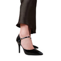 Black - Front - Where's That From Womens-Ladies Reflex Patent Leather Pointed Mid Heel Sandals