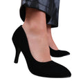 Black - Back - Where´s That From Womens-Ladies Suede Pointed Mid High Heel Court Pumps