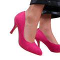 Fuchsia - Back - Where´s That From Womens-Ladies Suede Pointed Mid High Heel Court Pumps