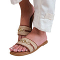 Tan - Side - Where´s That From Womens-Ladies Harmony Straw PU Sandals