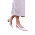 White - Side - Where´s That From Womens-Ladies New Pointed PU Sling Back Kitten Heel Court Shoes