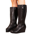 Black - Back - Where´s That From Womens-Ladies Lara Faux Leather Side Zip Wedge Mid Calf Boots