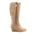 Khaki - Front - Where´s That From Womens-Ladies Lara Faux Leather Side Zip Wedge Mid Calf Boots