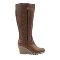 Brown - Front - Where´s That From Womens-Ladies Lara Faux Leather Side Zip Wedge Mid Calf Boots