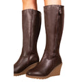 Brown - Side - Where´s That From Womens-Ladies Lara Faux Leather Side Zip Wedge Mid Calf Boots