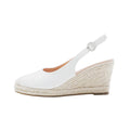 White - Front - Where´s That From Womens-Ladies Nevada Diamante PU Sling Back Wedge