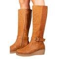 Tan - Back - Where´s That From Womens-Ladies Ayleen Wedge Knee-High Boots