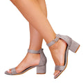 Light Grey - Front - Where´s That From Womens-Ladies Emani Suede Strappy Mid High Block Sandals