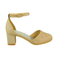 Gold - Back - Where´s That From Girls Abena Glitter Closed Toe Mid High Block Sandals