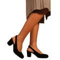 Black - Side - Where´s That From Womens-Ladies Edith Suede Sling Back Extra Wide Block Heel Shoes