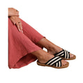 Black-Beige - Back - Where´s That From Womens-Ladies Arizona Striped Crossover Strap Flip Flops