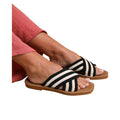 Black-Beige - Front - Where´s That From Womens-Ladies Arizona Striped Crossover Strap Flip Flops