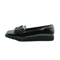 Black - Back - Where´s That From Womens-Ladies Alpha Bow Patent Faux Leather Wide Loafers