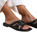 Black - Back - Where´s That From Womens-Ladies Crete Multi Crossover Strap Sliders