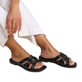 Black - Side - Where´s That From Womens-Ladies Crete Multi Crossover Strap Sliders