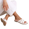 White - Side - Where´s That From Womens-Ladies Crete Multi Crossover Strap Sliders