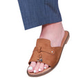 Tan - Front - Where´s That From Womens-Ladies Sandra Fringe Flat Sliders