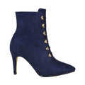 Blue - Front - Where´s That From Womens-Ladies Blythe Faux Suede Pointed Button Detail Mid Heel Ankle Boots